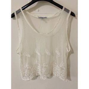 Charlotte Russe Butterfly Embroidery Mesh Tank